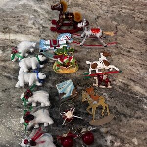 Rocking Horse / Polar Bear Christmas Ornamet Lot